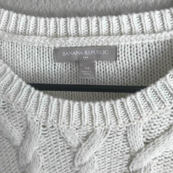 Ivory Cable-Knit Banana Republic Sweater - Picture 2 of 3